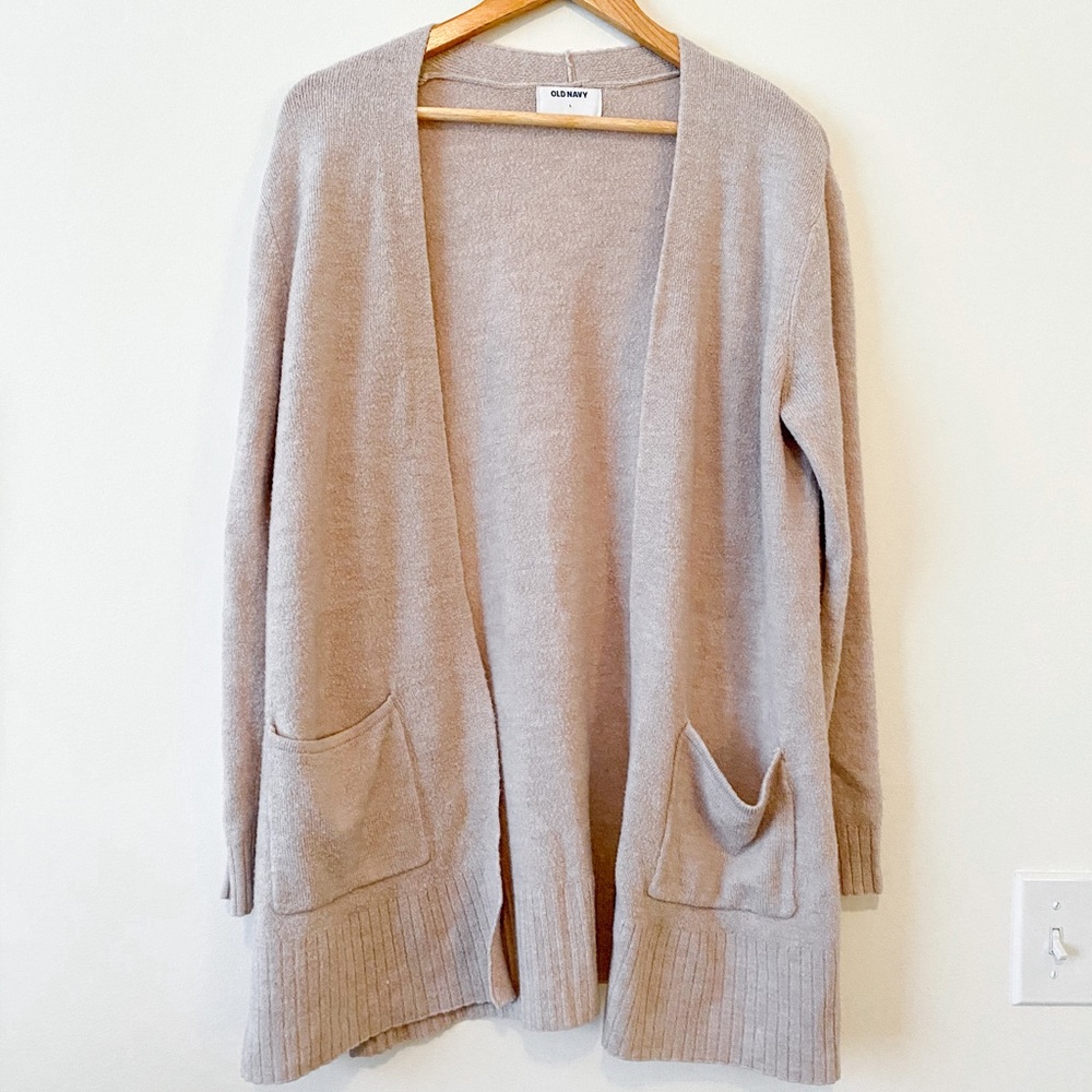 Cream long Sweater with pockets